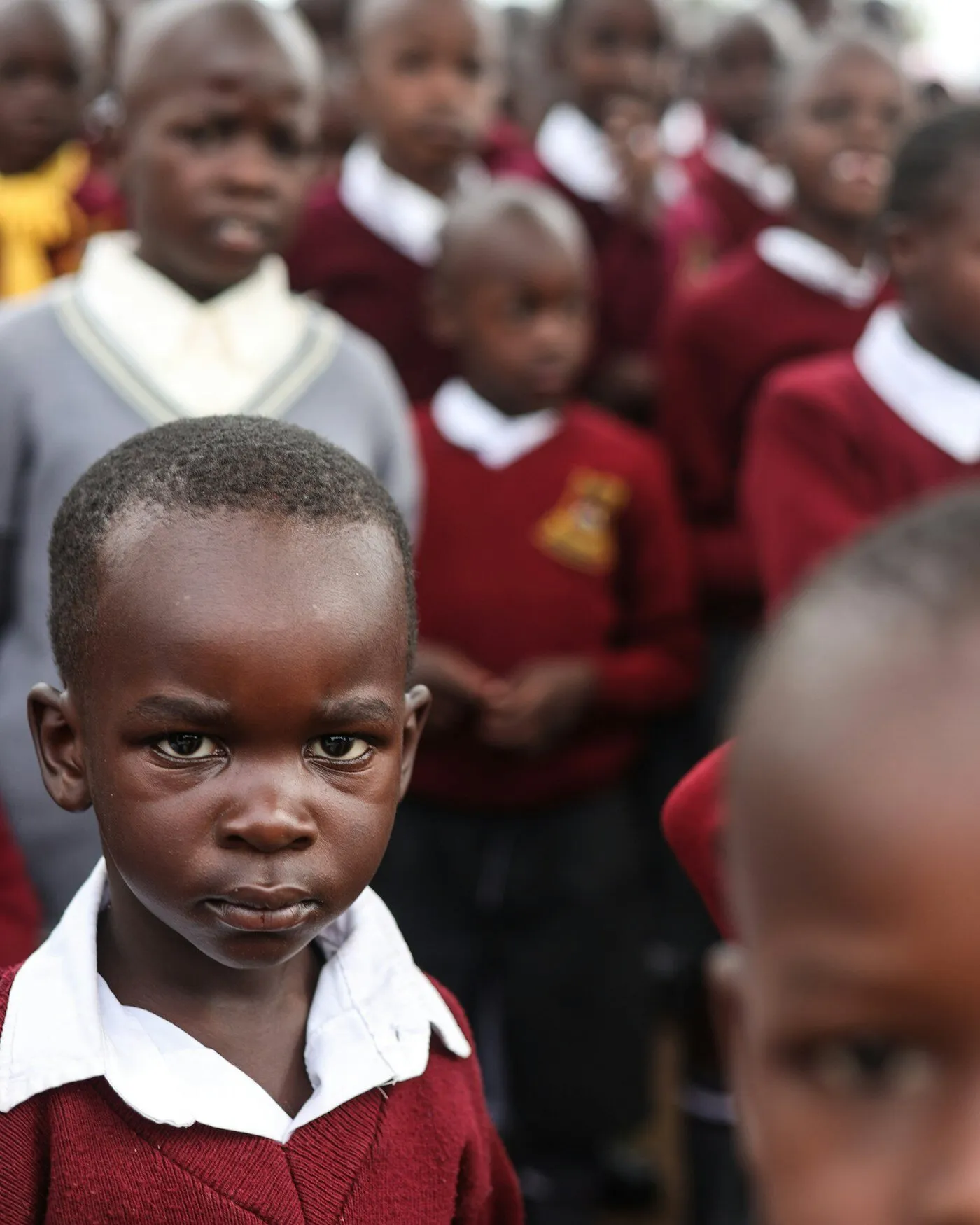 African children in school uniforms in Kenya